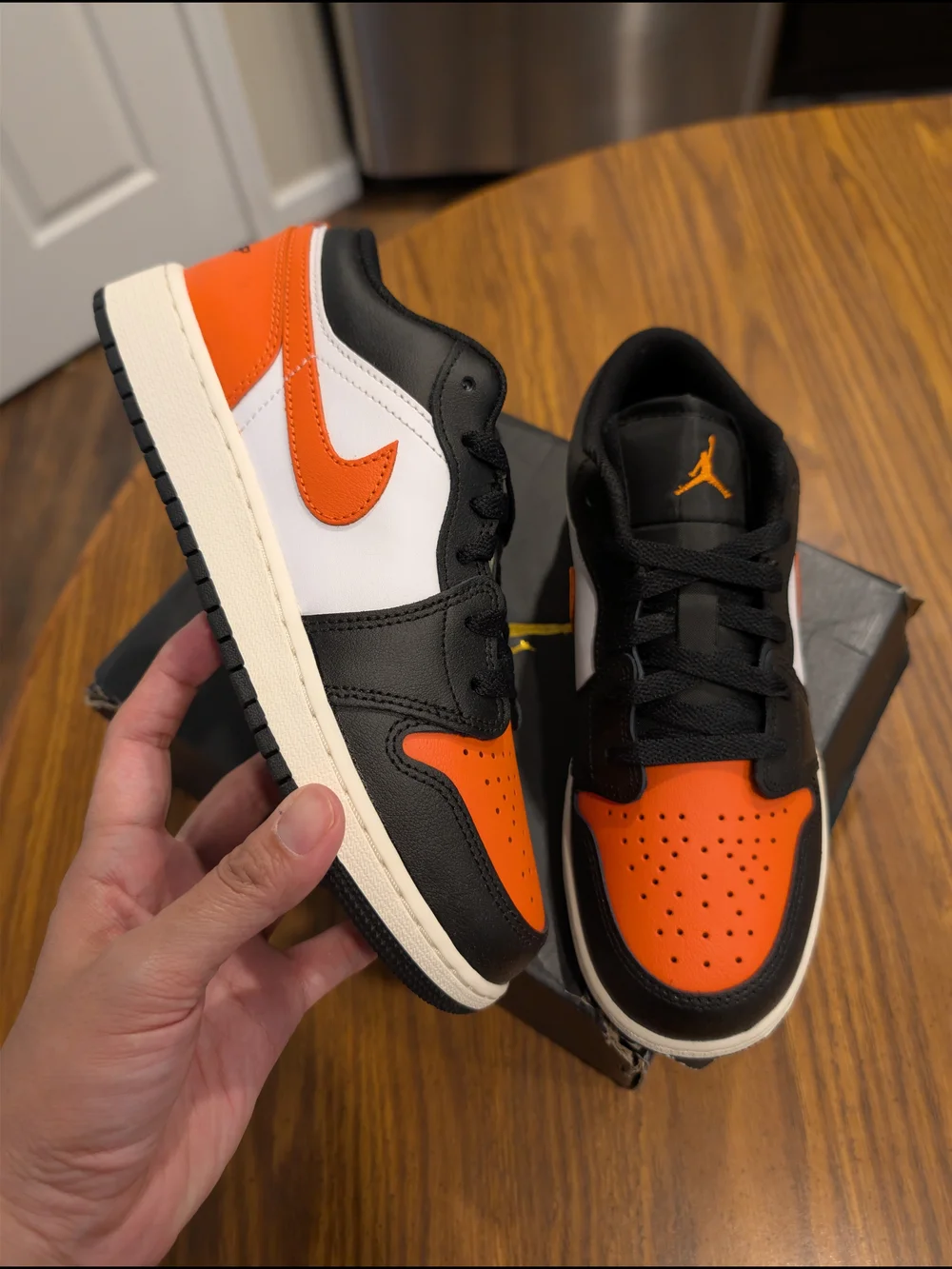 Nike Kids' Air Jordan 1 Low - White/Black/Orange Size 5.5y Or 7 Women